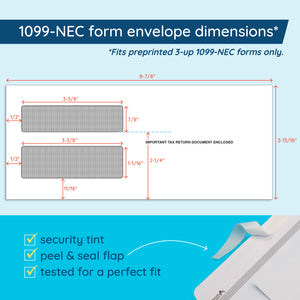 Blue Summit Supplies 1099-NEC Tax Form Envelopes, Self-Seal, 500-Pack