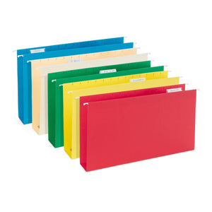 25 Blue Summit Supplies Legal Size Hanging File Folders, Expandable, 2” Expansion for Extra Capacity, Assorted Colors, 25 Pack Blue Summit Supplies
