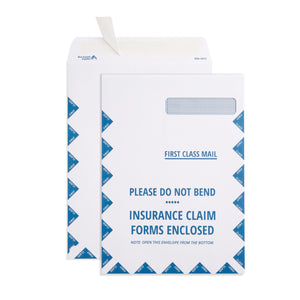 Blue Summit CMS 1500 Jumbo Right Window HCFA Envelope - 9” x 12.5” - 100 Insurance Claim Envelopes with Security Tint and Peel and Seal