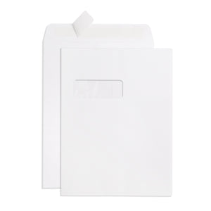 Blue Summit 100 White Catalog Envelopes - 28lb - 9 x 12 inch - Security Tinted, Strong Self Seal