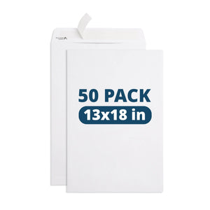Blue Summit 50 White Catalog Envelopes - 28lb - 13 x 17.7 inch - Security Tinted, Strong Self Seal Blue Summit Supplies