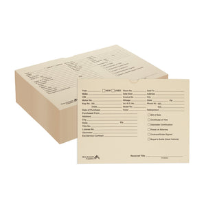 Blue Summit Vehicle Dealer Jackets, Manila, Pre-Printed, Pack of 100 Dealer Record Envelopes Blue Summit Supplies