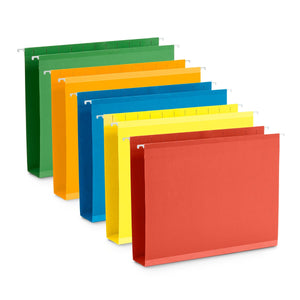 2" Expansion Hanging File Folders, Letter Size, Assorted Colors, 50 Folders Blue Summit Supplies
