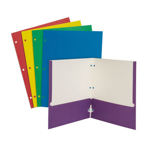 2 Pocket Folder, 3-Hole Punched, Assorted, 50 Pack Blue Summit Supplies