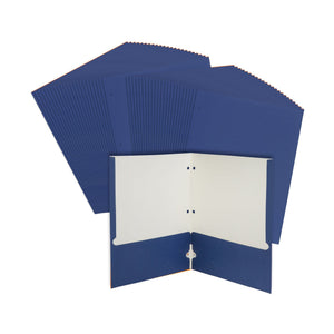 2 Pocket Folder, 1 Side Printed, 3-Hole Punched, Dark Blue, 50 Pack Blue Summit Supplies