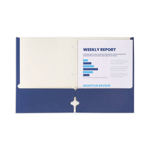 2 Pocket Folder, 1 Side Printed, 3-Hole Punched, Dark Blue, 50 Pack Blue Summit Supplies