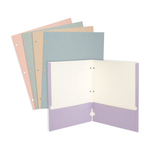 2 Pocket Folder, 1 Side Printed, 3-Hole Punched, Assorted Pastel Colors, 50 Pack Blue Summit Supplies