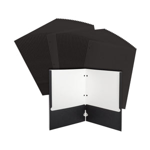 2 Pocket Folder, 1 Side Printed, 3-Hole Punched, Black, 50 Pack Blue Summit Supplies