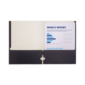 2 Pocket Folder, 1 Side Printed, 3-Hole Punched, Black, 50 Pack Blue Summit Supplies