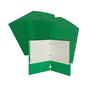 2 Pocket Folder, 1 Side Printed, 3-Hole Punched, Green, 50 Pack Blue Summit Supplies