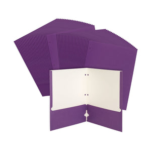 2 Pocket Folder, 1 Side Printed, 3-Hole Punched, Purple, 50 Pack Blue Summit Supplies