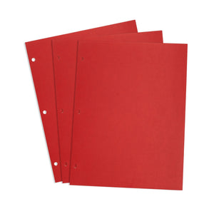 2 Pocket Folder, 1 Side Printed, 3-Hole Punched, Red, 50 Pack Blue Summit Supplies