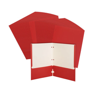 2 Pocket Folder, 1 Side Printed, 3-Hole Punched, Red, 50 Pack Blue Summit Supplies