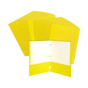 2 Pocket Folder, 1 Side Printed, 3-Hole Punched, Yellow, 50 Pack Blue Summit Supplies