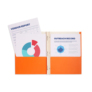 2 Pocket Folder with Prongs, 1 Side Printed, Orange, 50 pack Blue Summit Supplies