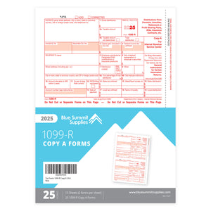 1099-R Copy A Tax Forms 2025, Copy A ONLY, 25 PACK