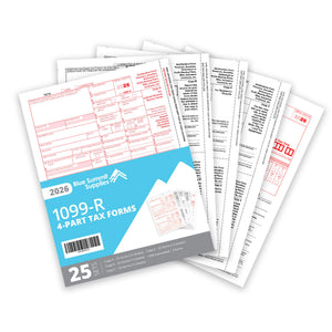 1099-R Tax Forms 2026, 4 Part Laser Forms Kit with 3 1096 Transmittals, 25 Pack