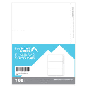 Blank 2025 W2 3-Up Horizontal Tax Forms, 100 Pack