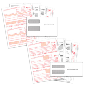 Blue Summit Supplies 1099 Tax Forms 2025, 25 Pack Bundle with 1099-NEC and 1099-MISC Forms, 25 Sets Each, Self-Seal Envelopes, and 1096 Transmittals