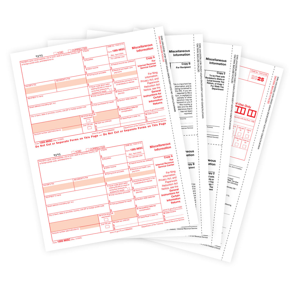 2025 Blue Summit Supplies Tax Forms, 1099 MISC 5 Part Tax Forms Kit, 50-Count
