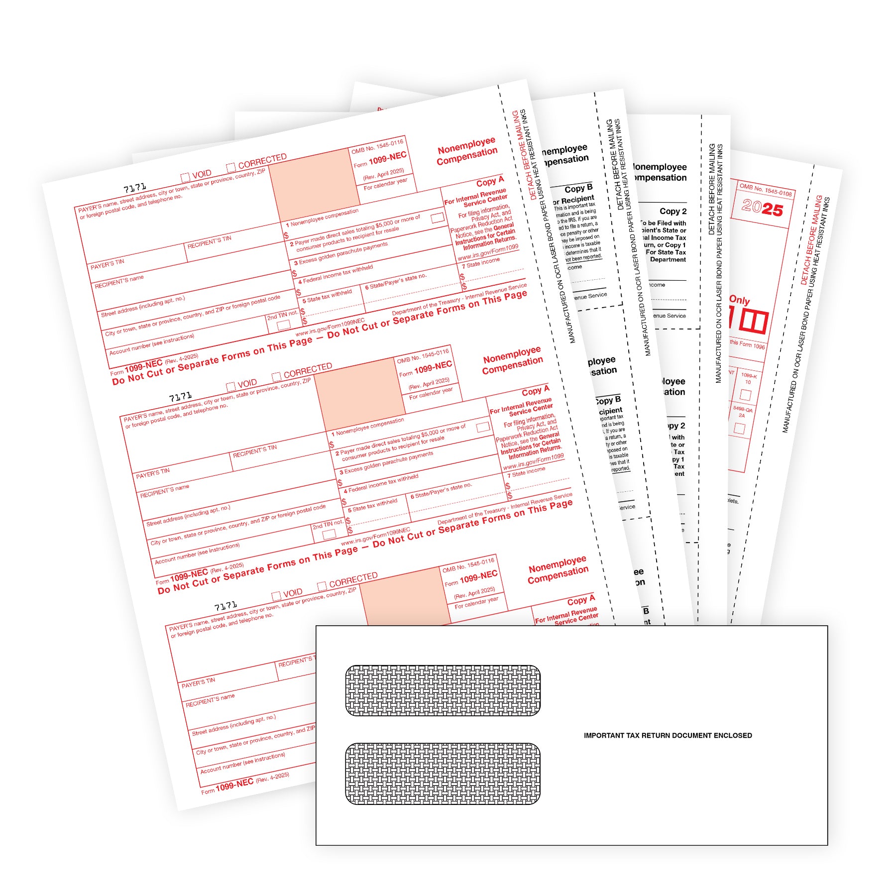 2025 Blue Summit Supplies Tax Forms, 1099-NEC 4-Part Tax