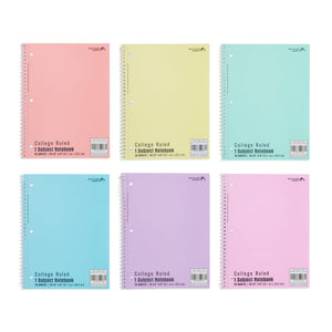 Wide Ruled Spiral Notebooks, 70ct, Pastel Colors, 6 Packs Blue Summit Supplies