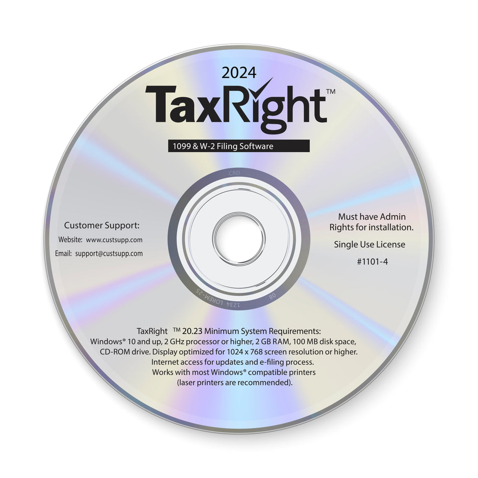 2024 Blue Summit Supplies Tax Forms, TaxRight Tax Form Filler Software CD-ROM TFP Software Blue Summit Supplies
