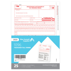 2025 Blue Summit Supplies 1096 Transmittal Tax Forms Summary Laser Forms, Compatible with QuickBooks and Accounting Software, 25 Pack