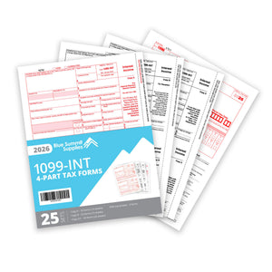 2026 Blue Summit Supplies Tax Forms, 1099 INT 4 Part Tax Forms Kit, 25-Count