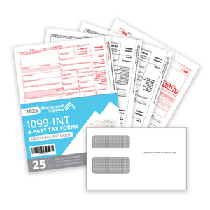 2026 Blue Summit Supplies Tax Forms, 1099 INT 4 Part Tax Forms Bundle with Seal Seal Envelopes, 25-Count