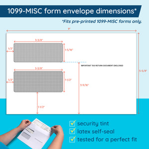 2026 Blue Summit Supplies Tax Forms, 1099 MISC 4 Part Tax Forms Bundle with Software and Self Seal Envelopes, 25-Count