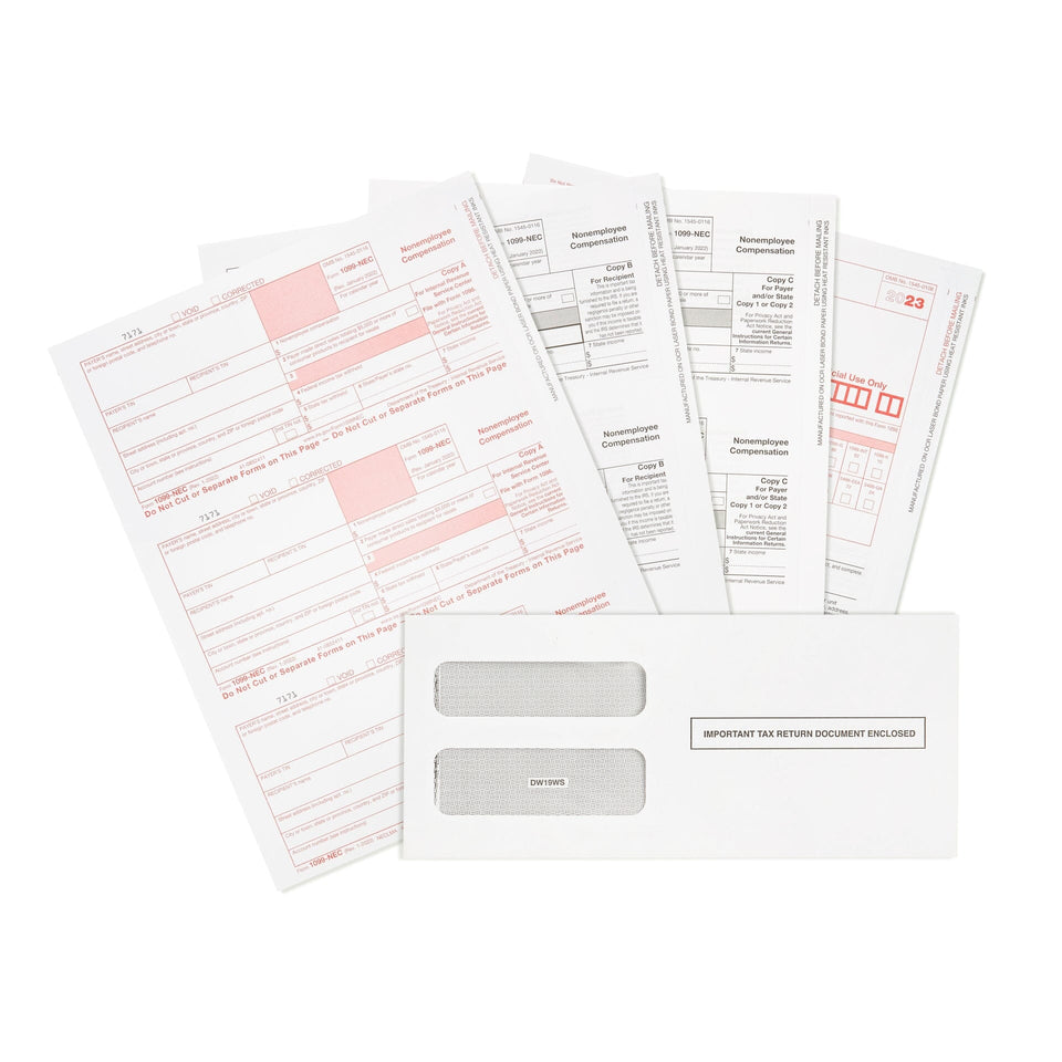 2023 Blue Summit Supplies 1099 NEC 5-Part Tax Bundle, with Self-Seal Envelopes, 12 Pack Tax Form Envelopes Blue Summit Supplies