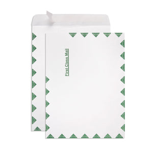 Blue Summit First-Class Tyvek Envelopes, 10 x 13 Redi-Seal Envelopes, White Tyvek with Center Seam and Green First-Class Markings, 100 Envelopes Blue Summit Supplies
