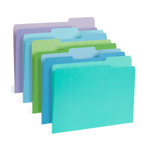 File Folder, Two Tone, Letter Size, Ocean Tone Colors (-1085 colors), 100 Pack Blue Summit Supplies