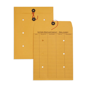 Interoffice Envelopes with String & Button, 9x12, 1 Side Printed, 100 Envelopes Blue Summit Supplies