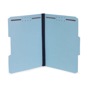 Pressboard Fastener Folder, Bonded Fastener, 1” Expansion, Light Blue, Top Tab, 1/3 Cut, 25 Pack Blue Summit Supplies