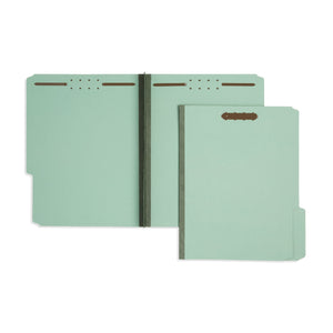Pressboard Fastener Folder, Bonded Fastener, 2” Expansion, Gray/Green, Top Tab, 1/3 Cut, 25 Pack Blue Summit Supplies