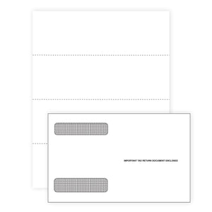 Blank W2 4 Up Horizontal Tax Forms with Self Seal Envelopes, 25 Four Part Forms and 25 Envelopes