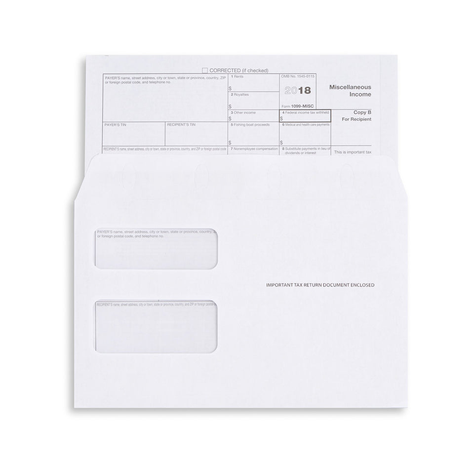 1099 MISC Tax Form Envelopes, Gummed Seal, 500 Count Envelopes Blue Summit Supplies