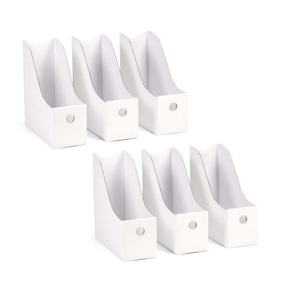 White Cardboard Magazine Holders, 6 Pack Stapler Blue Summit Supplies