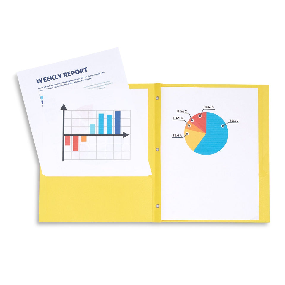 Two Pocket Folders with Prongs, Assorted Colors, 100 Pack Folders Blue Summit Supplies