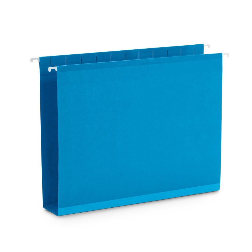 2" Expansion Hanging File Folders, Letter Size, Assorted Colors, 25 Pack Folders Blue Summit Supplies