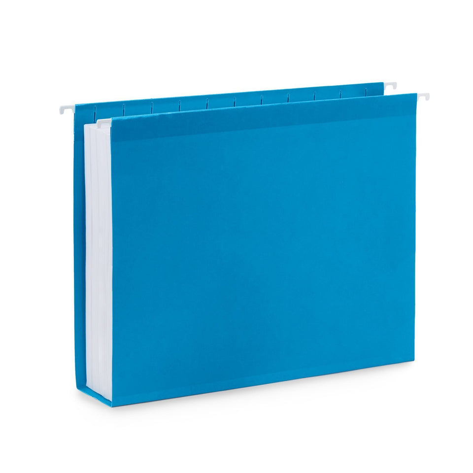 2" Expansion Hanging File Folders, Letter Size, Assorted Colors, 25 Pack Folders Blue Summit Supplies