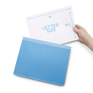 2" Expansion Hanging File Folders, Letter Size, Assorted Colors, 25 Pack Folders Blue Summit Supplies