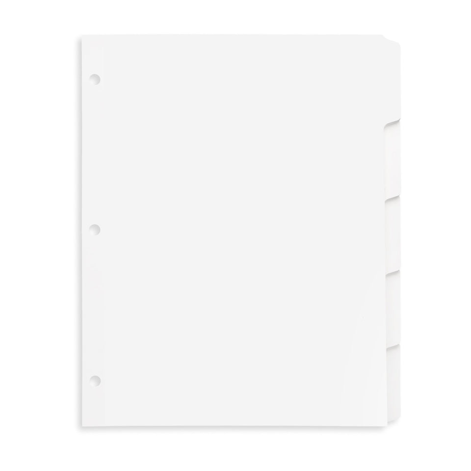 3 Ring Binder Dividers, 1/5 Cut Tabs, White, 100 Pack Binder Dividers Blue Summit Supplies
