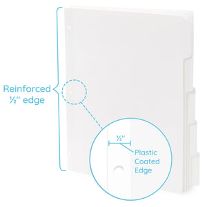 3 Ring Binder Dividers, 1/5 Cut Tabs, White, 100 Pack Binder Dividers Blue Summit Supplies