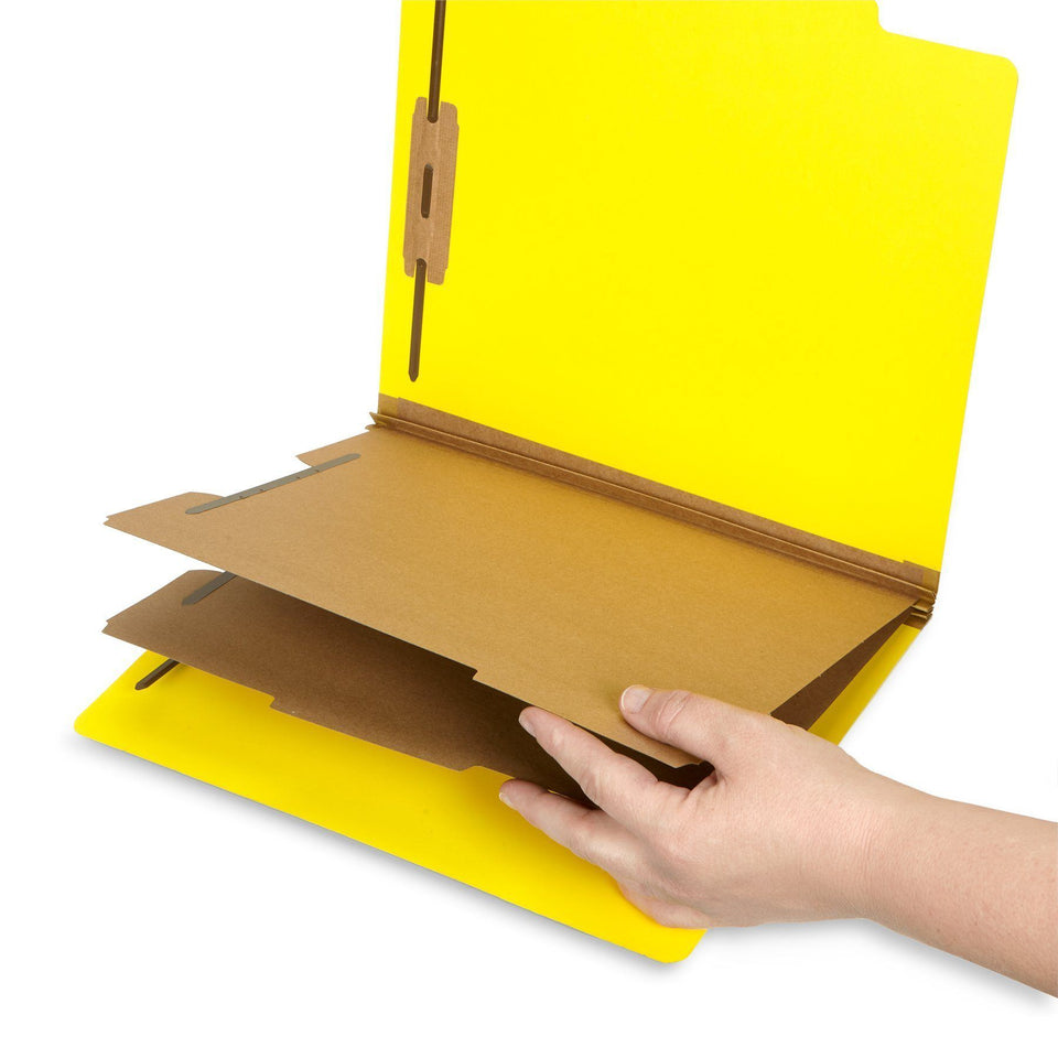 Classification Folders with 2 Dividers, Letter Size, Yellow, 10 Count Folders Blue Summit Supplies
