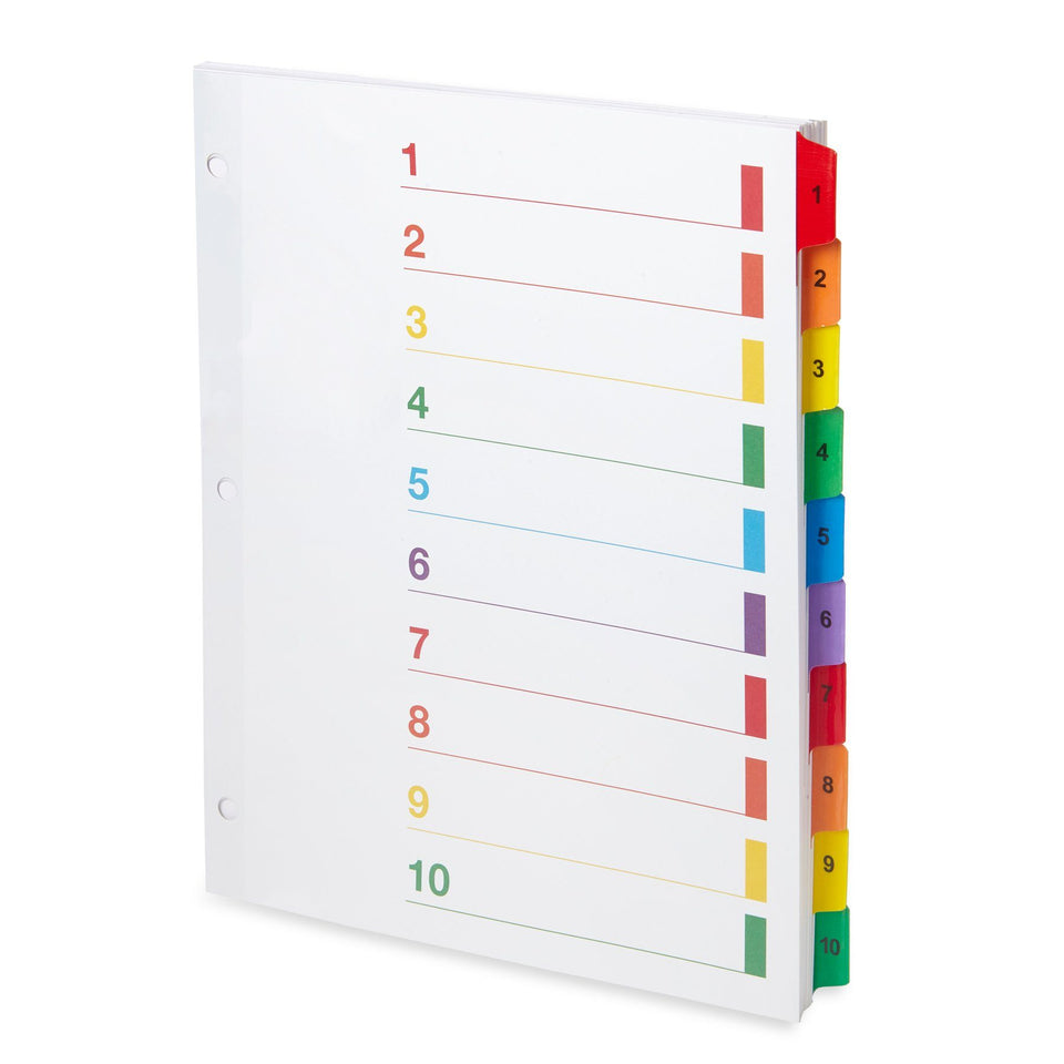 10 Tab Dividers for 3-Ring Binders, 6 Sets Binder Dividers Blue Summit Supplies
