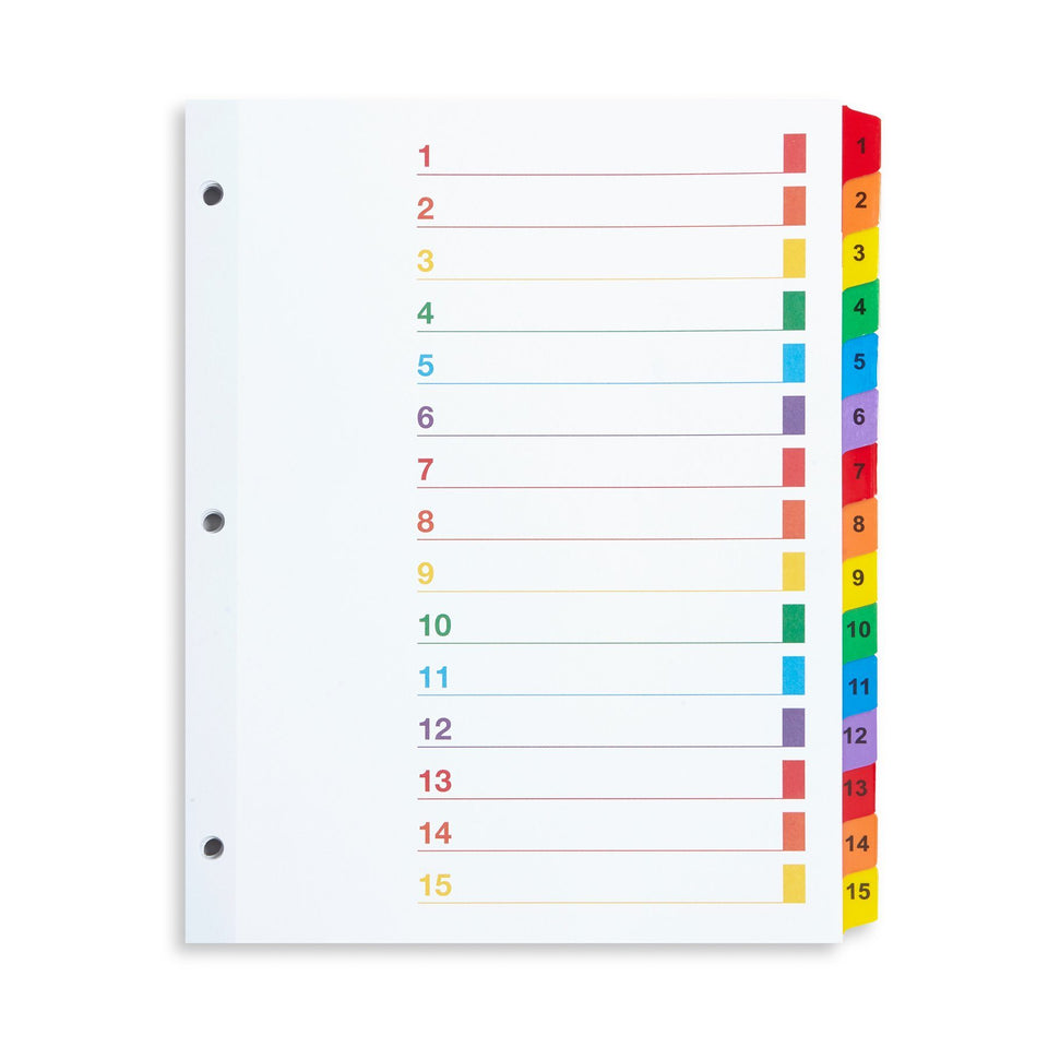 15 Tab Dividers for 3-Ring Binders, 3 Sets Binder Dividers Blue Summit Supplies