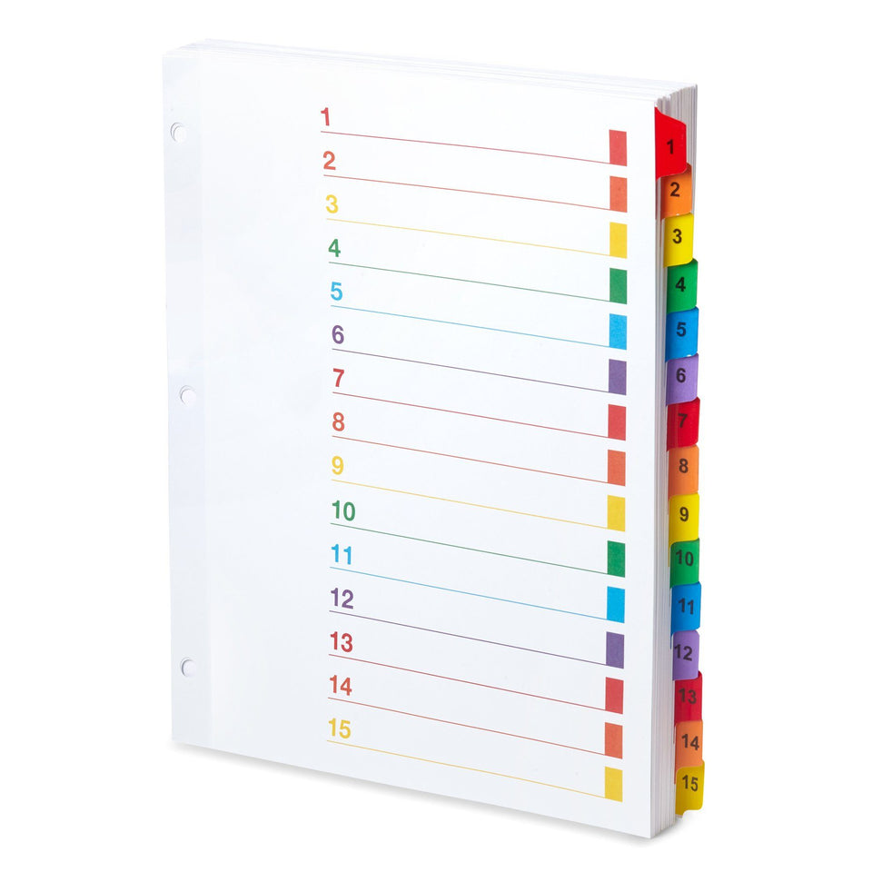 15 Tab Dividers for 3-Ring Binders, 3 Sets Binder Dividers Blue Summit Supplies